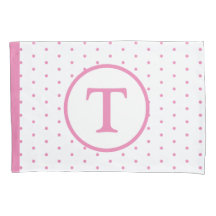 Rosa Polka-Dot Girl's Monogram Pillowcase