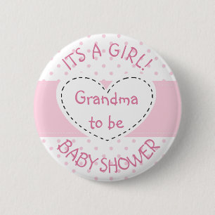 Rosa Polka Dot GrandmaAtt vara en flicktång Knapp