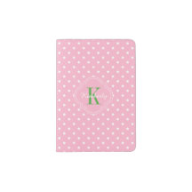 Rosa Polka Dot Grönt Monogram