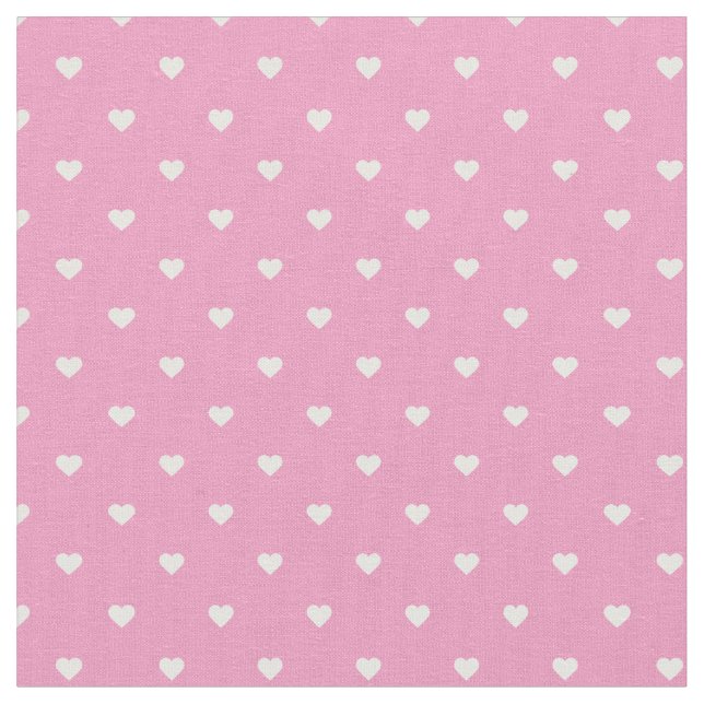 Rosa Polka Dot Hearts Tyg (Närbild)