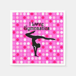 ROSA POLKA DOT I KÄRLEK GYMNASTICS PAPPRA NAPKINER PAPPERSSERVETT