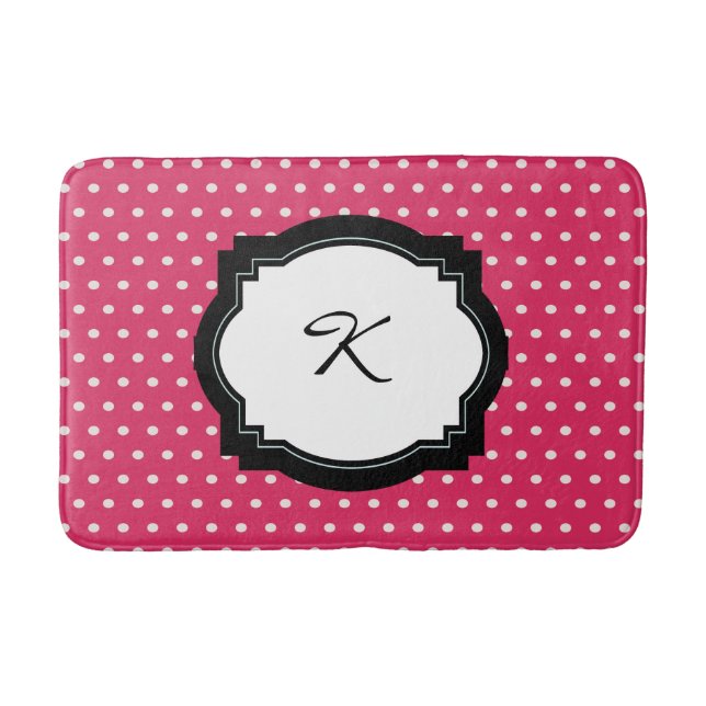 Rosa Polka Dot Initial Bath Mat Badrumsmatta (Framsidan)