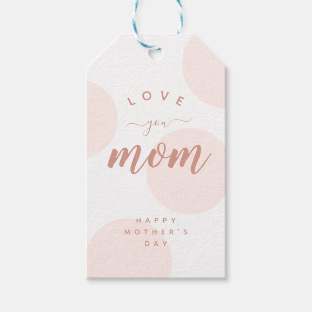 Rosa Polka Dot Kärlek You Mamma Simple Gift Märkre Presentetikett (Framsidan)