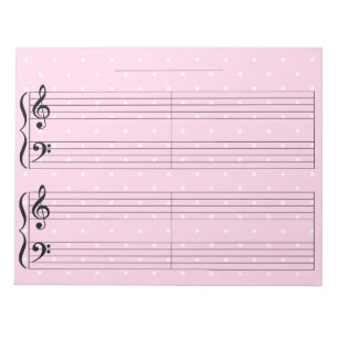 Rosa Polka Dot Kids Extra Wide Rule Piano Music No Anteckningsblock