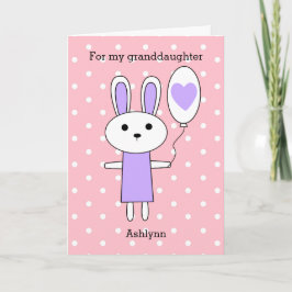 Rosa Polka Dot Lila Påskhare Helgkort