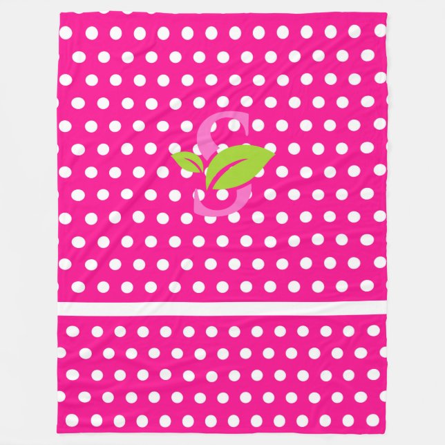 Rosa Polka Dot Logotyp Fleece Blanket (Framsidan)