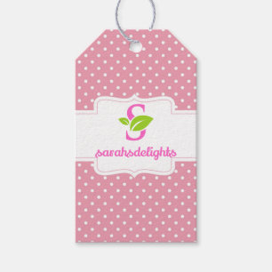 Rosa-polka-dot-logotyp presentetikett