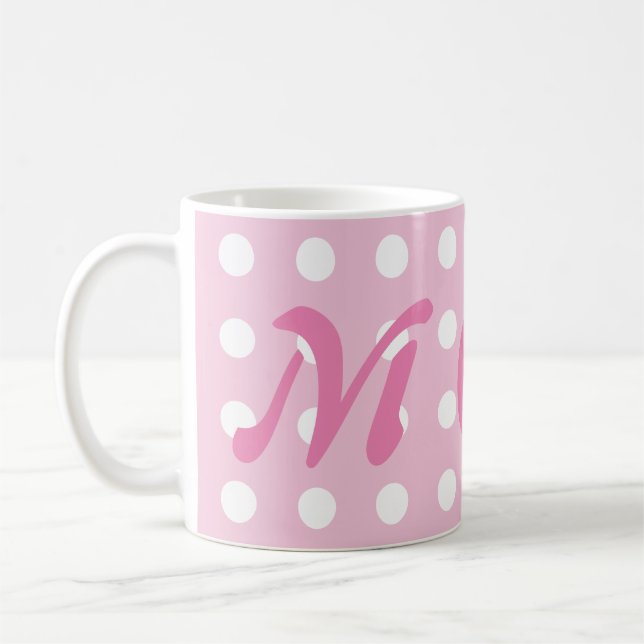 Rosa Polka Dot Mamma Kaffemugg (Vänster)