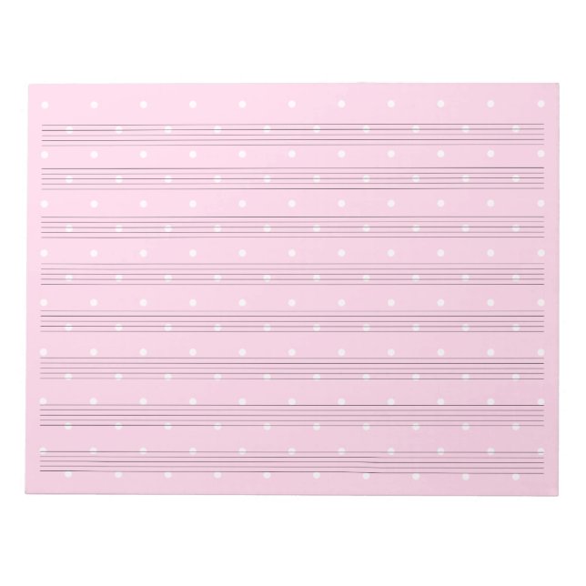 Rosa Polka Dot Music Manuscript Papprare 8-stränga Anteckningsblock (Framsida)