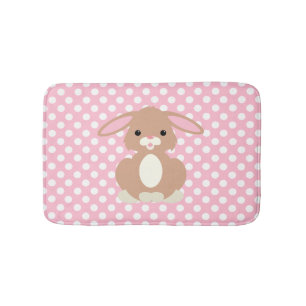 Rosa Polka Dot och Bunny Rabbit Bath Mat Badrumsmatta