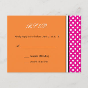 Rosa Polka Dot och Tangerine Bröllop OSA Kort
