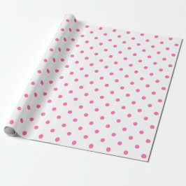 Rosa Polka Dot on White Large Space Wrapping Pappr Presentpapper