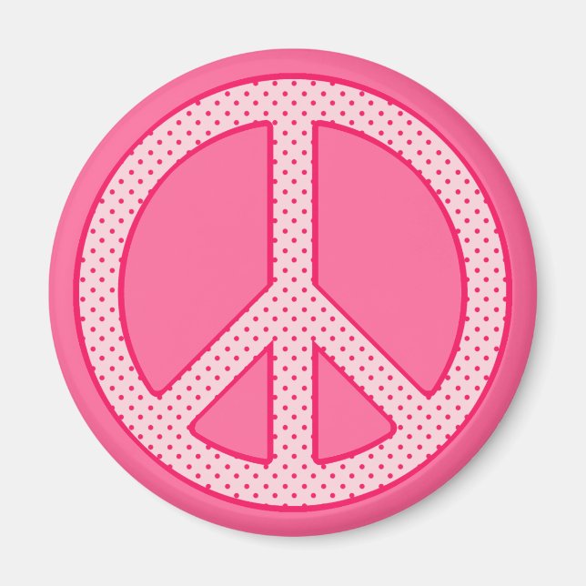 Rosa Polka Dot Peace Magnet (Framsidan)