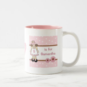 Rosa Polka Dot Personlig Child's Mugg