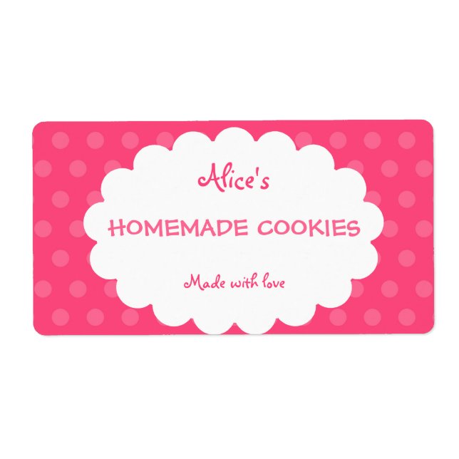 Rosa Polka Dot Personlig Homemade Cookies Fraktsedel (Framsidan)