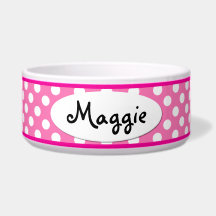 Rosa Polka Dot Personlig Small Hund Bowl