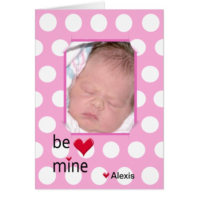 Rosa Polka Dot Ram Hälsningskort (Framsidan)