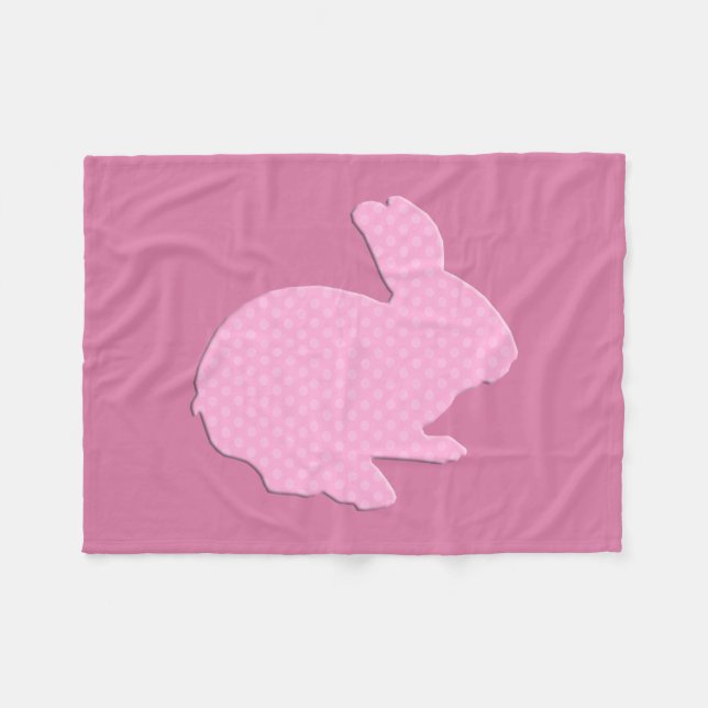 Rosa Polka Dot Silhouette Bunny Fleece Blanket (Framsidan (Horisontell))