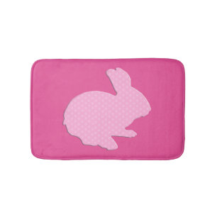 Rosa Polka Dot Silhouette Bunny Rabbit Bath Mat Badrumsmatta