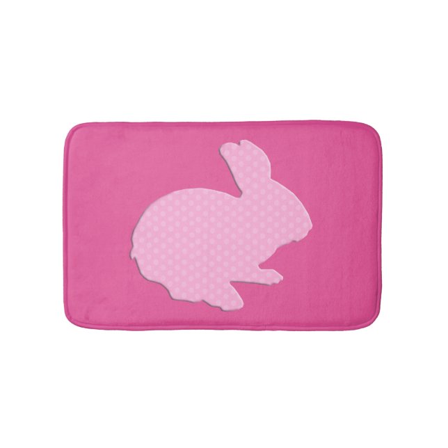 Rosa Polka Dot Silhouette Bunny Rabbit Bath Mat Badrumsmatta (Framsidan)