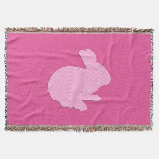 Rosa Polka Dot Silhouette Bunny Throw Blanket Filt (Framsidan)