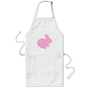 Rosa Polka Dot Silhouette Påskhare Apron Långt Förkläde