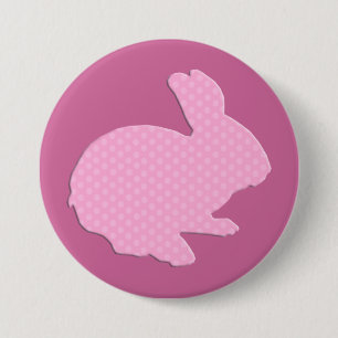 Rosa Polka Dot Silhouette Påskhare Button Knapp