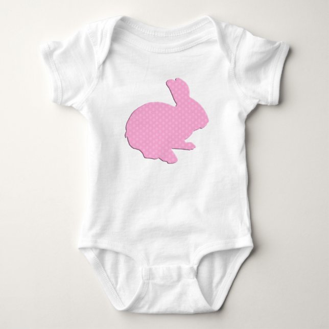 Rosa Polka Dot Silhouette Påskhare Creeper T Shirt (Framsida)