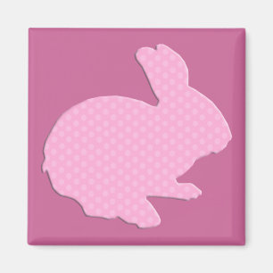 Rosa Polka Dot Silhouette Påskhare Magnet