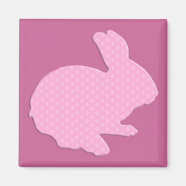 Rosa Polka Dot Silhouette Påskhare Magnet (Framsidan)