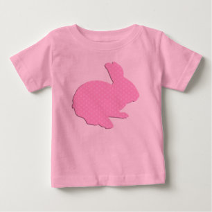 Rosa Polka Dot Silhouette Påskhare Shirt Tee Shirt