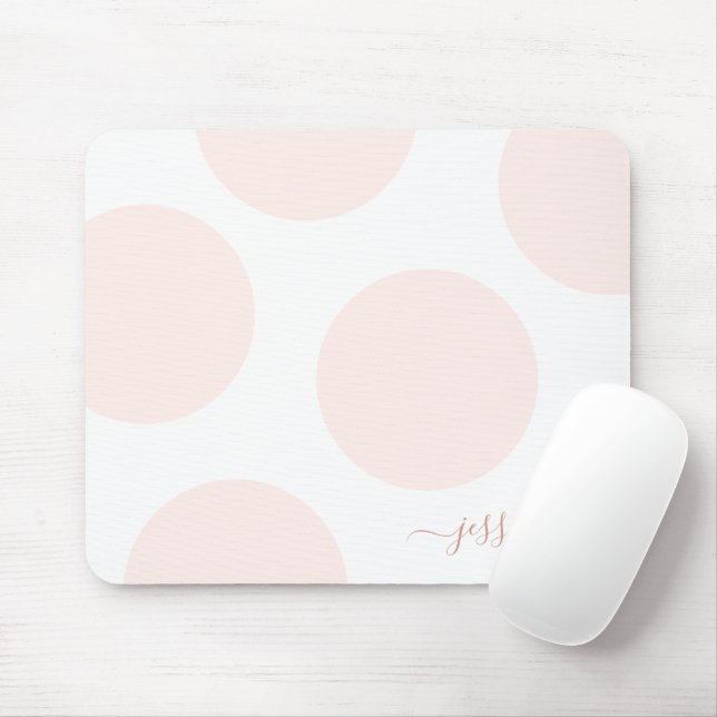  Rosa Polka Dot Simple Personlig Musmatta (Med mus)