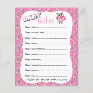 Rosa Polka Dot Uggla Baby Shower Theme Baby Önskem Flygblad