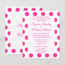 Rosa Polka Dot Wedding bjudande in Inbjudningar