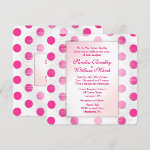 Rosa Polka Dot Wedding bjudande in Inbjudningar
