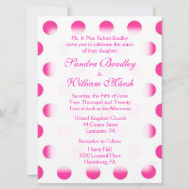 Rosa Polka Dot Wedding bjudande in Inbjudningar