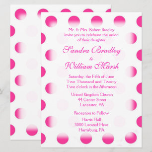 Rosa Polka Dot Wedding bjudande in Inbjudningar