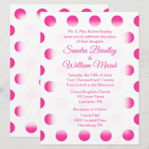 Rosa Polka Dot Wedding bjudande in Inbjudningar