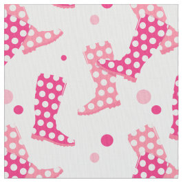 Rosa Polka Dot Wellington Boot Mönster Tyg