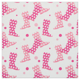 Rosa Polka Dot Wellington Boot Mönster Tyg