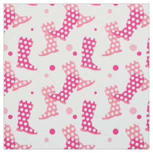 Rosa Polka Dot Wellington Boot Mönster Tyg