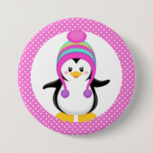 Rosa Polka Dot Winter Penguin Girl Knapp