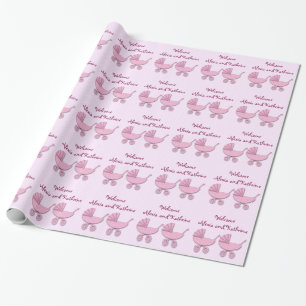 rosa polka dots baby barnvagn presentpapper