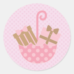 Rosa Polka dots Baby eller Möhippa Stickers Runt Klistermärke