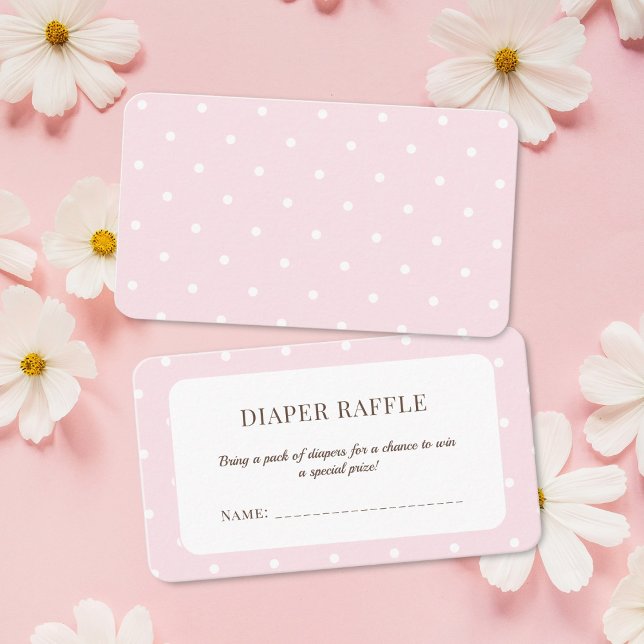 Rosa Polka dots Baby Shower Diaper Raffle Biljett Tilläggskort (Skapare uppladdad)