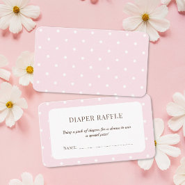 Rosa Polka dots Baby Shower Diaper Raffle Biljett Tilläggskort