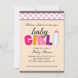 Rosa Polka dots Baby Shower Girl Inbjudningar