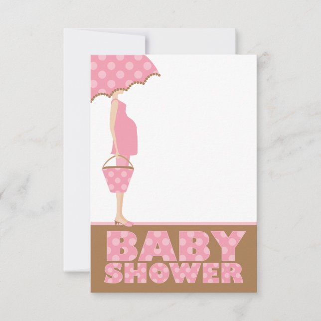 Rosa Polka dots Baby Shower-inbjudningar Inbjudningar (Framsida)