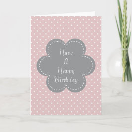 Rosa Polka dots Birthday Grått Flower Kort