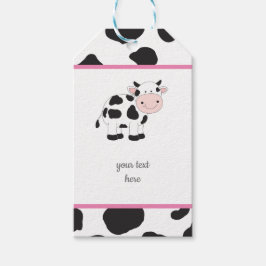 Rosa Polka dots Cow Party Gift Märkres Presentetikett